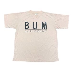 Vintage BUM Equipment T-Shirt Striped Boxy Crop Tee 90s Workout Gym Large 1994